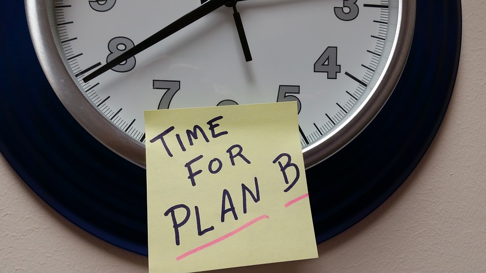 What Plan B Involves for Employers- a clock with a sticker saying time for plan b